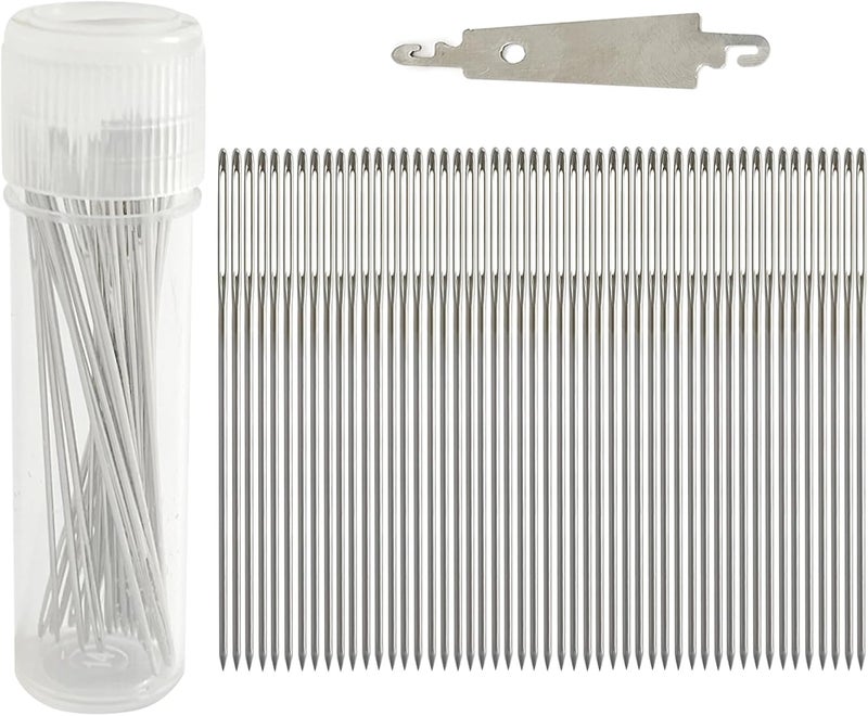 Zhenqing 50 Pack Size 24 Round Head Cross Stitch Needles with Free Needle Threader & Plastic Case - Blunt Tip Embroidery Needles for Tapestry, Sewing, Crafts(67250) - Image 1